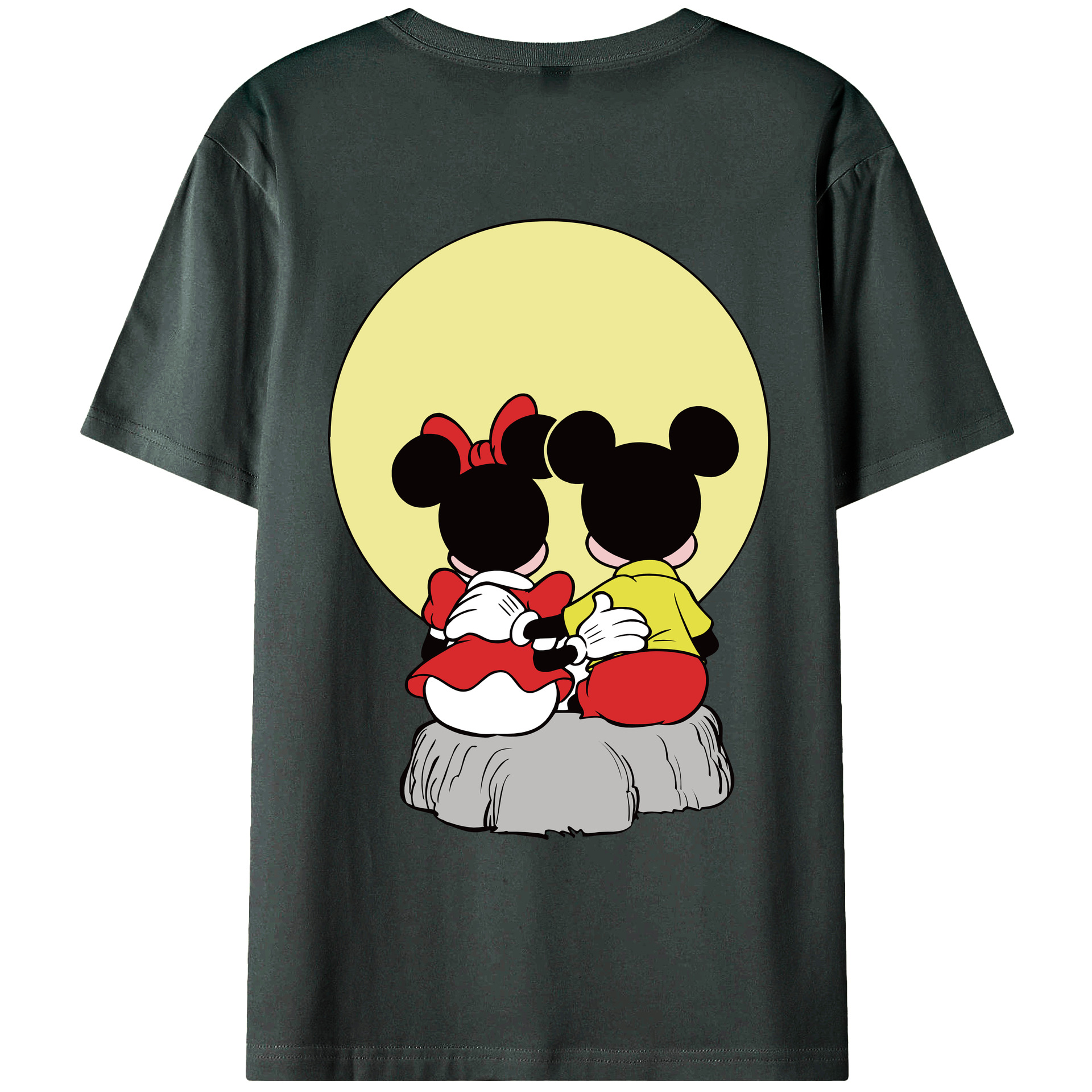 ミッキーマウス Mickey Mouse 綿100％ メンズ半袖Tシャツ（バックプリント） 通気性